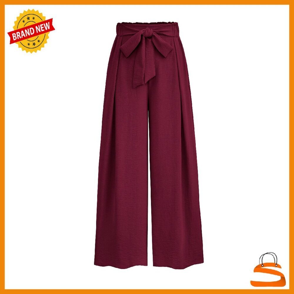 High Waisted Wide Leg Palazzo Pants Lightweight Summer Work Casual